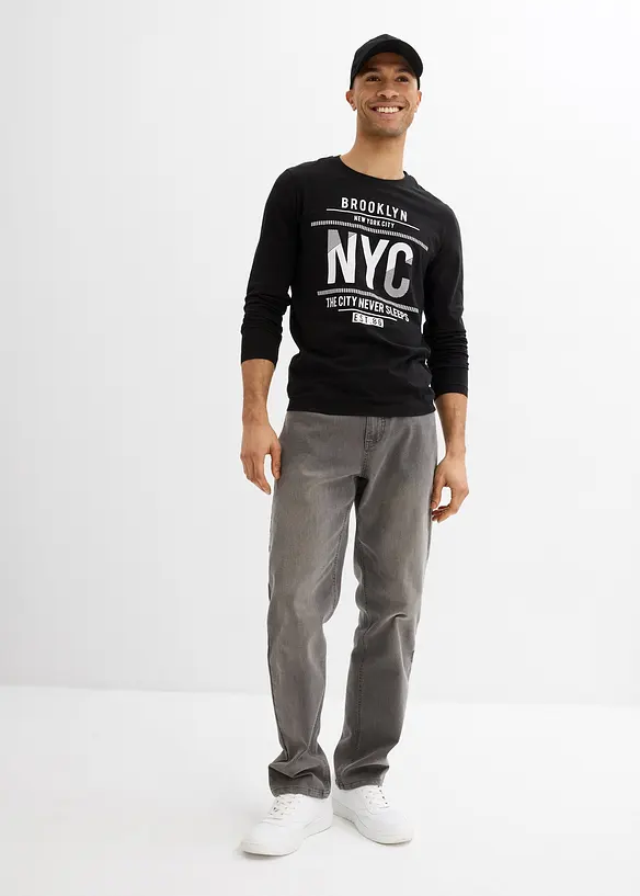 L&aring;ng&auml;rmad T-shirt i ekologisk bomull, smal passform, bonprix