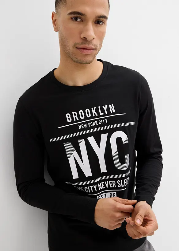 L&aring;ng&auml;rmad T-shirt i ekologisk bomull, smal passform, bonprix