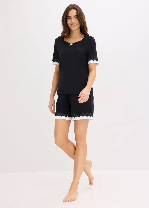 Pyjamas med shorts, i mjuk bomull och viskos, bonprix