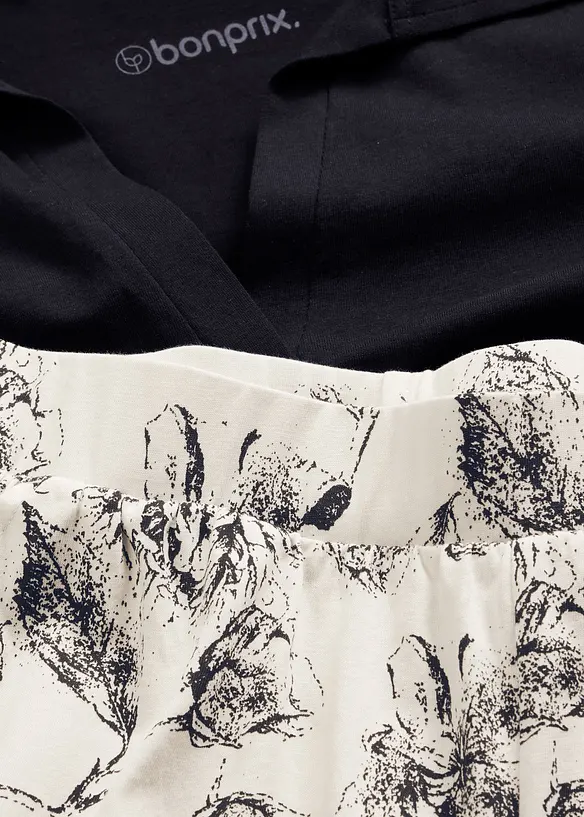 Kort pyjamas med tenniskrage i bomull, bonprix