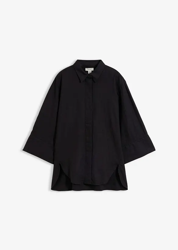 Skjortblus i svalkande linnemix, bonprix