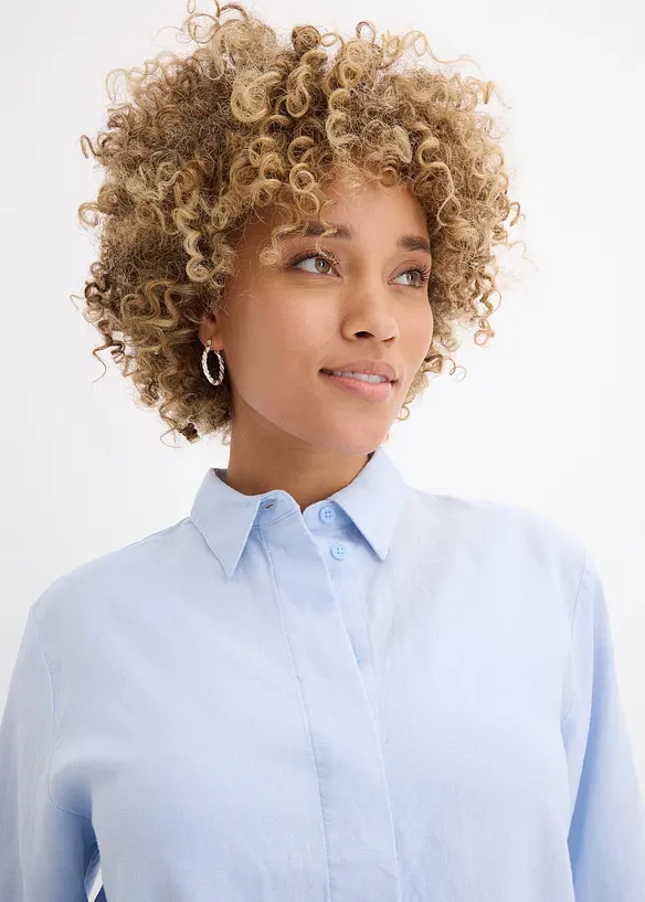 Skjortblus i svalkande linnemix, bonprix