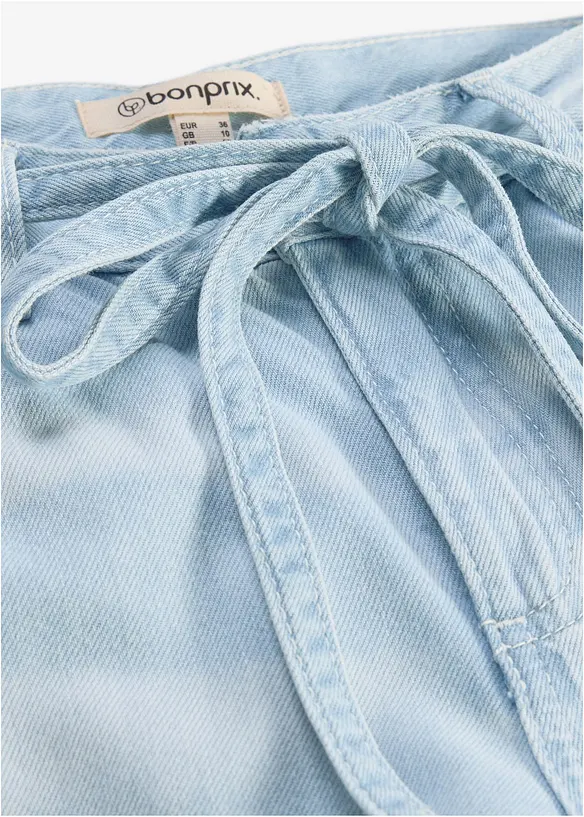 Wide Leg Jeans, Mid Waist, med knytsk&auml;rp, bonprix