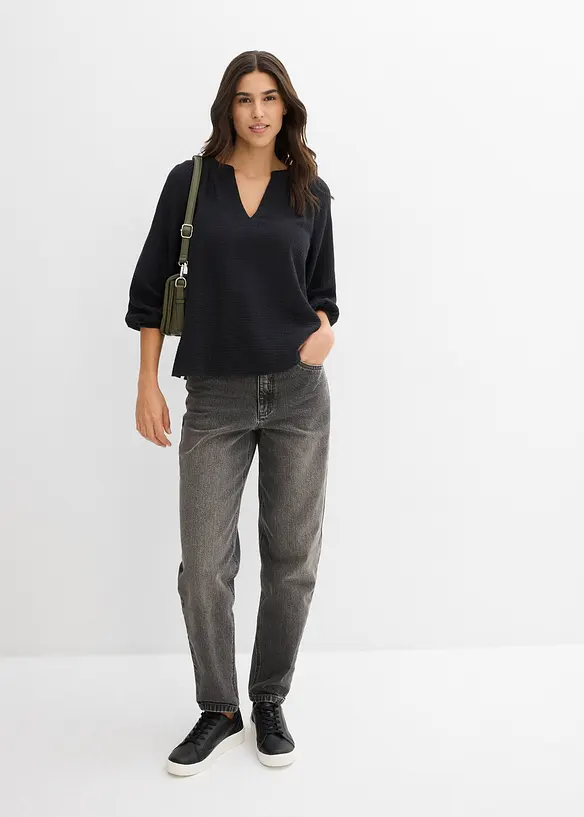 Muslinblus i oversizemodell av bomull, bonprix