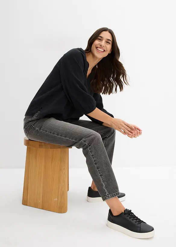 Muslinblus i oversizemodell av bomull, bonprix