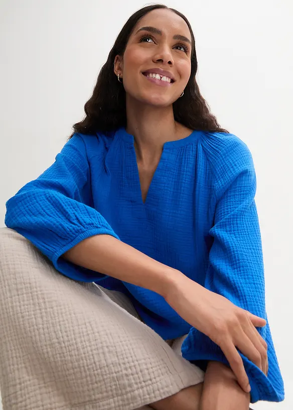 Muslinblus i oversizemodell av bomull, bonprix