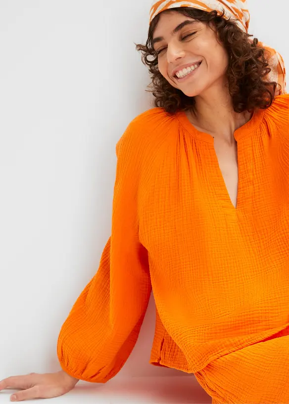 Muslinblus i oversizemodell av bomull, bonprix