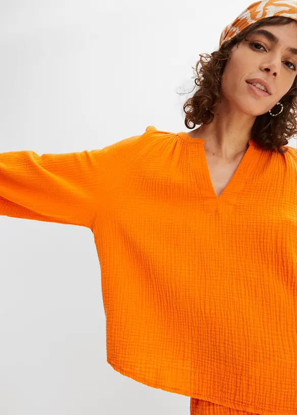 Muslinblus i oversizemodell av bomull, bonprix