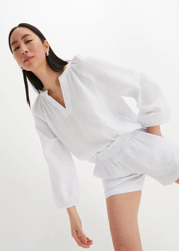 Muslinblus i oversizemodell av bomull, bonprix