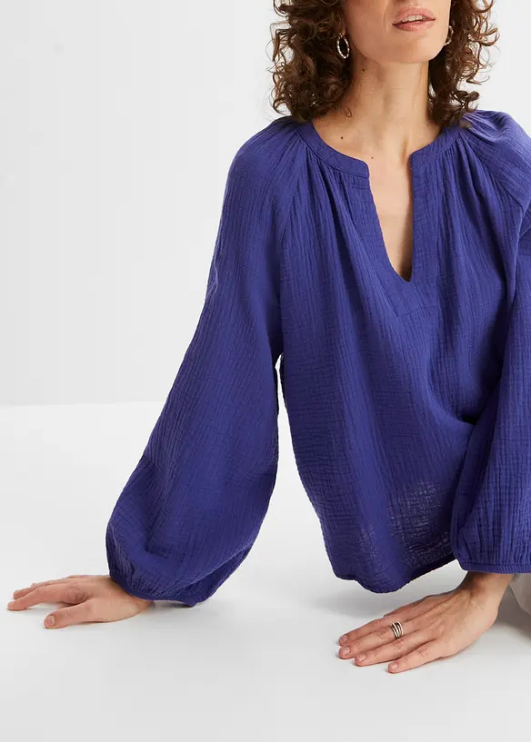 Muslinblus i oversizemodell av bomull, bonprix