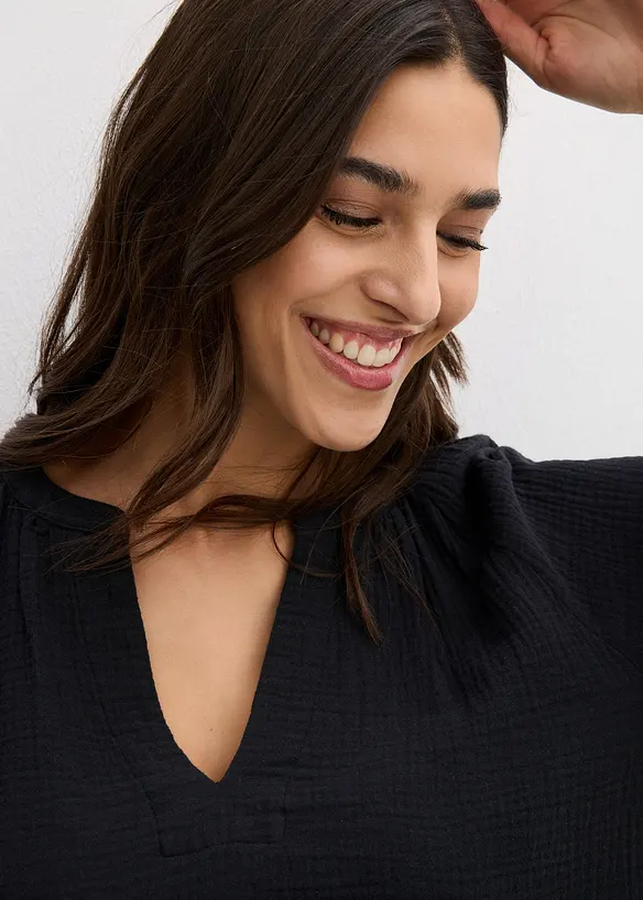 Muslinblus i oversizemodell av bomull, bonprix