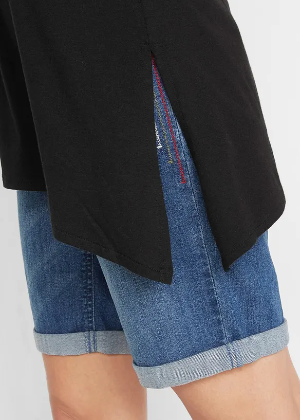 Asymmetrisk l&aring;ng topp i bomull och viskos, bonprix