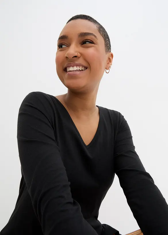 Asymmetrisk l&aring;ng topp i bomull och viskos, bonprix