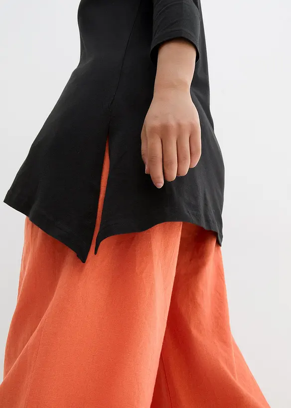 Asymmetrisk l&aring;ng topp i bomull och viskos, bonprix