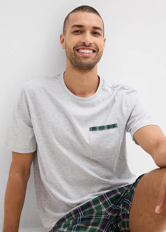 Kort pyjamas med korta &auml;rmar och ficka, bonprix