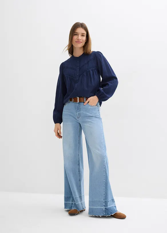 Bomullsblus med broderi, bonprix