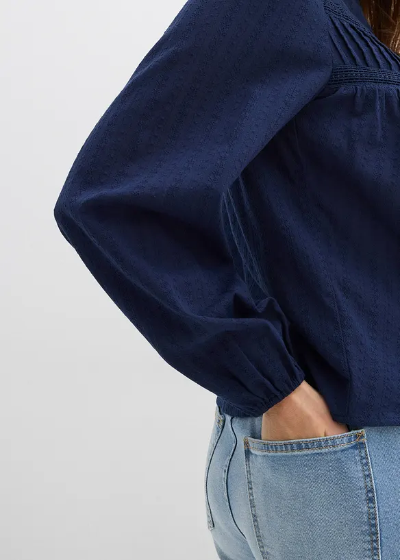 Bomullsblus med broderi, bonprix