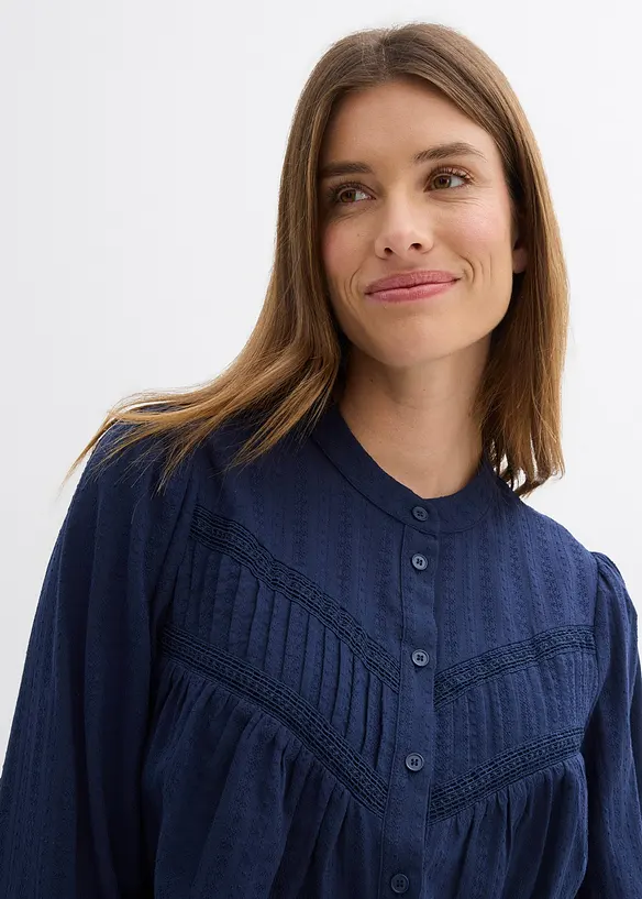 Bomullsblus med broderi, bonprix