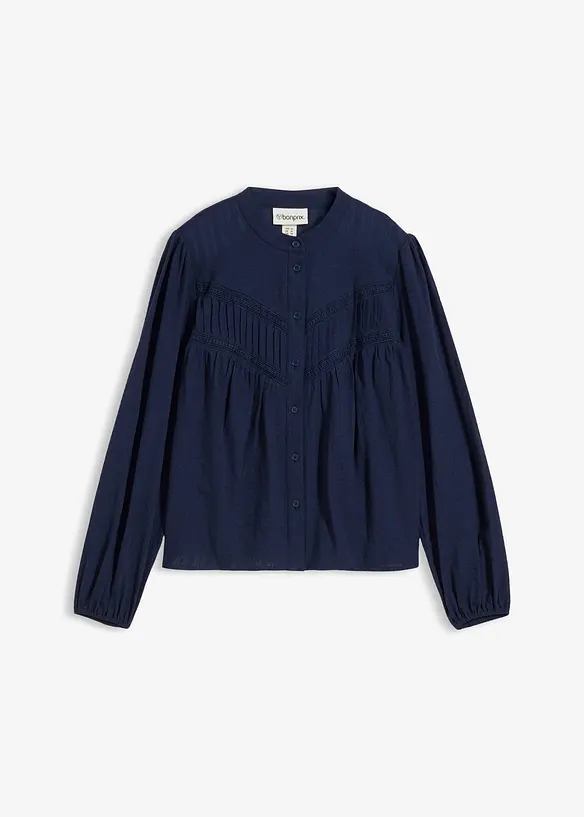 Bomullsblus med broderi, bonprix