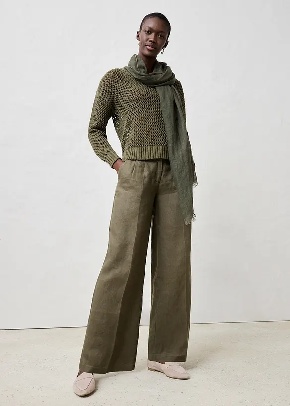 Linnebyxa med gubbveck, bonprix