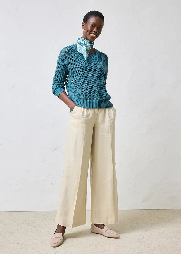 H&aring;lm&ouml;nstrad tr&ouml;ja i l&auml;tt linnemix, bonprix