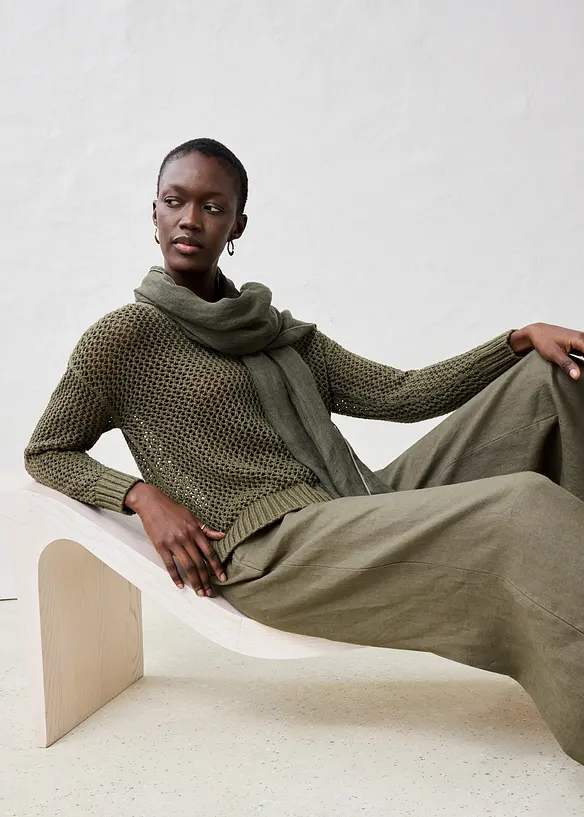 H&aring;lm&ouml;nstrad tr&ouml;ja i l&auml;tt linnemix, bonprix