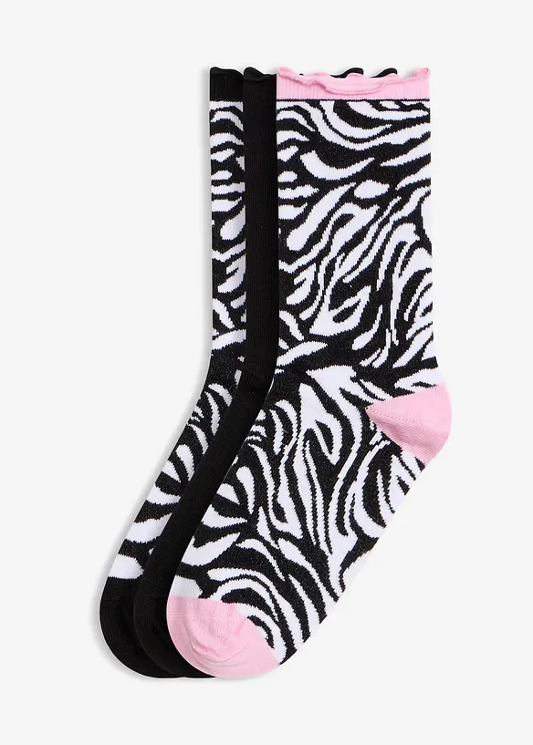 Strumpor med rysch och ekologisk bomull (3-pack), bonprix