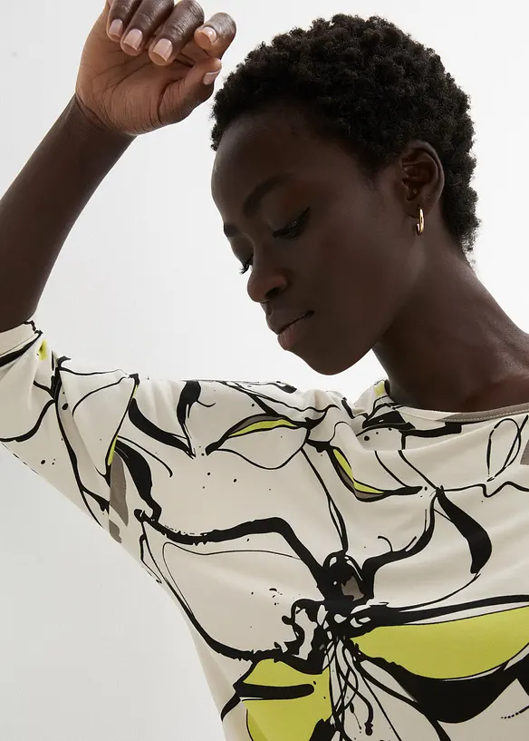 Topp med fladdermus&auml;rmar och blomm&ouml;nster, bonprix