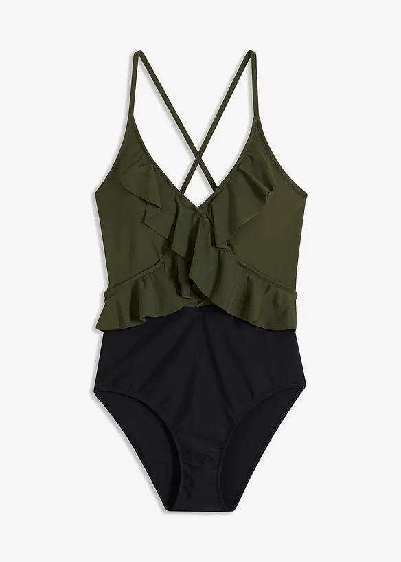 Baddr&auml;kt med cut-out och volanger, bonprix