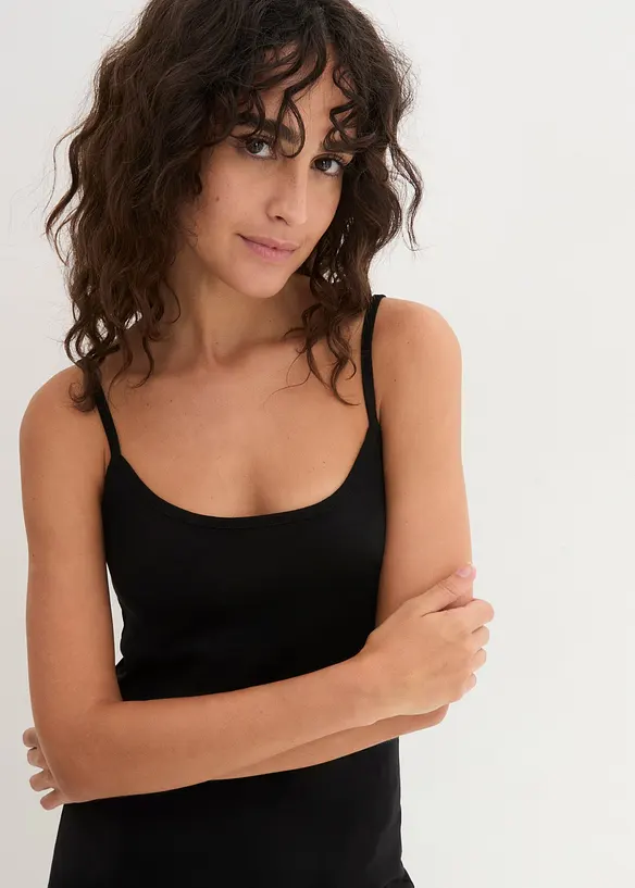 Linne med smala axelband, av bomull (3-pack), bonprix