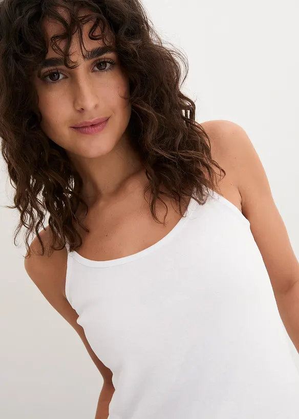 Linne med smala axelband, av bomull (3-pack), bonprix