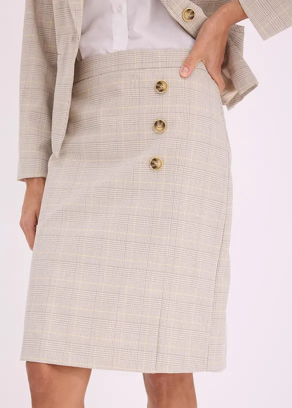 Glencheckrutig pennkjol, bonprix