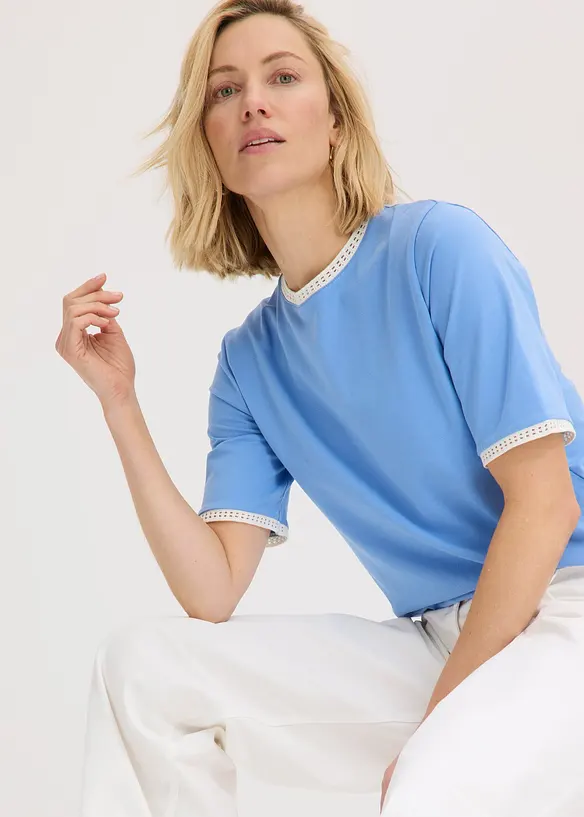 Topp med spetskant, bonprix