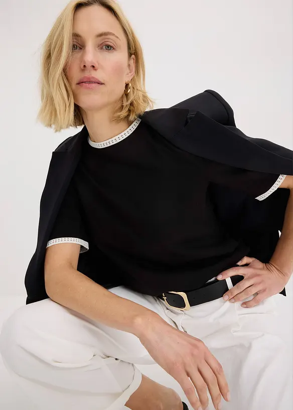 Topp med spetskant, bonprix