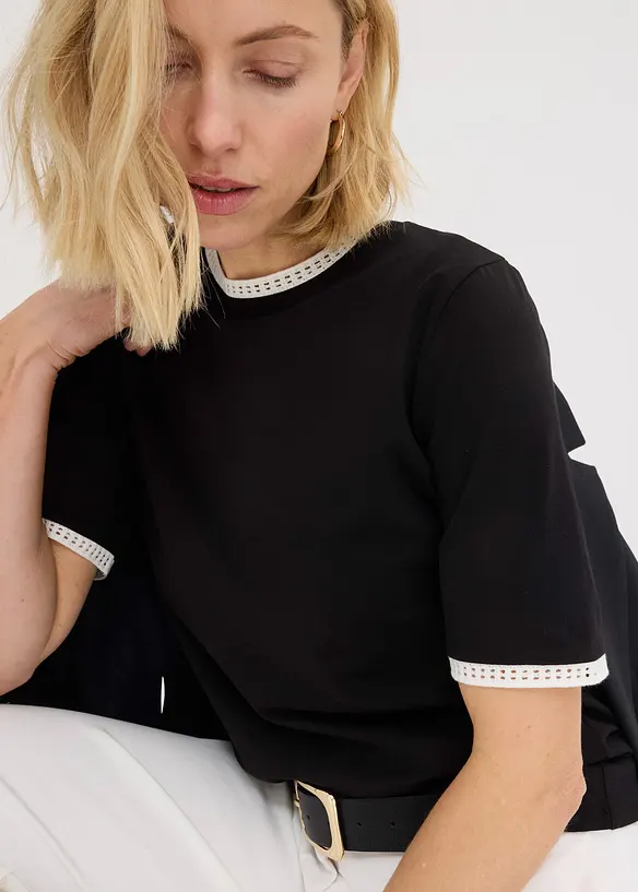 Topp med spetskant, bonprix