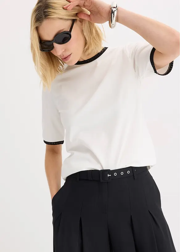 Topp med spetskant, bonprix