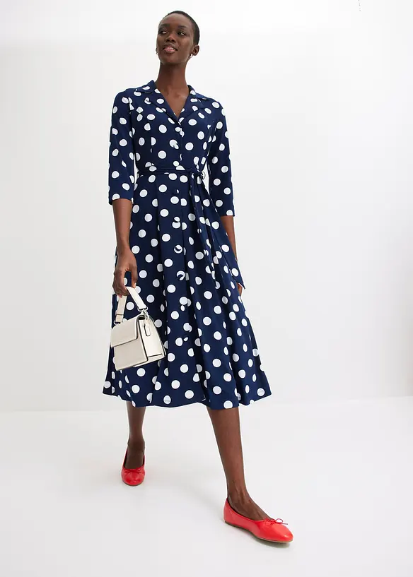 Skjortkl&auml;nning med knytsk&auml;rp (2 delar), bonprix