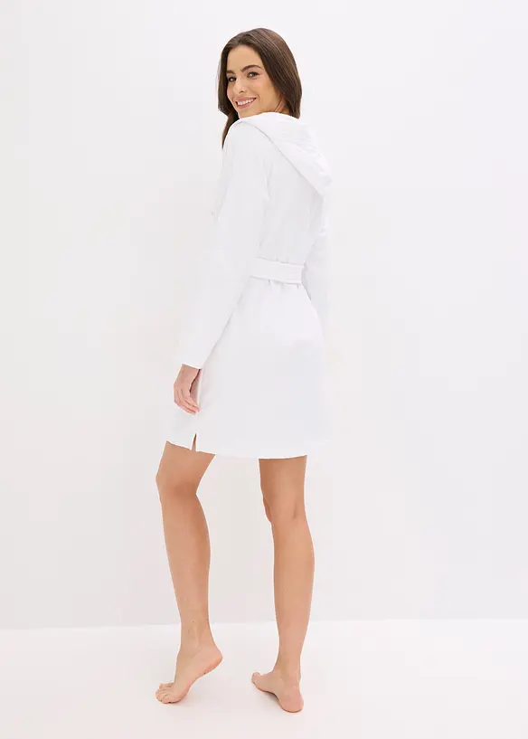 Badrock i frott&eacute; med huva, av ren bomull, bonprix