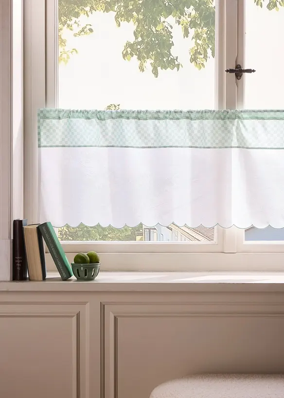 Caf&eacute;gardin av ekologisk bomull med rutor, bonprix