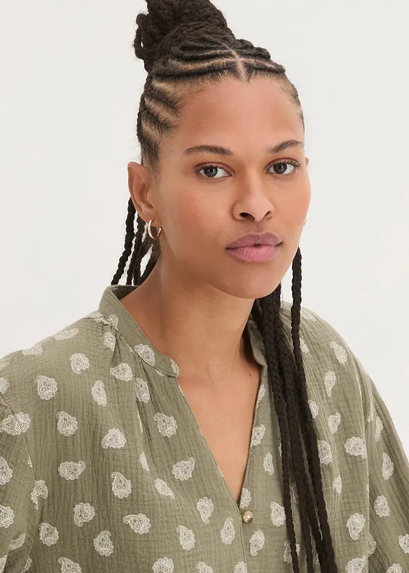 M&ouml;nstrad tunikablus i muslin, bonprix