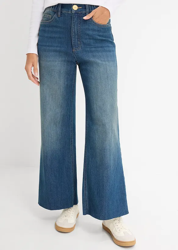 Wide Leg-jeans, High Waist, cropped, bonprix