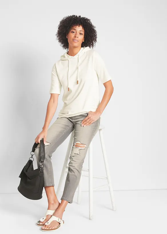 Sweatshirt med huva i bomullsmix, bonprix