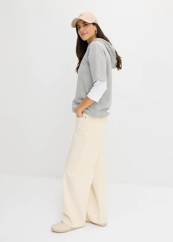 Sweatshirt med huva i bomullsmix, bonprix