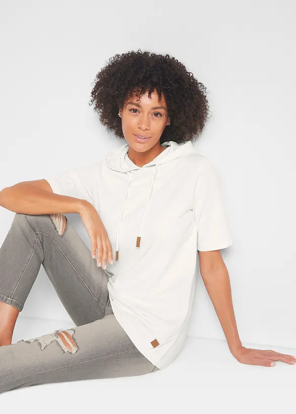 Sweatshirt med huva i bomullsmix, bonprix
