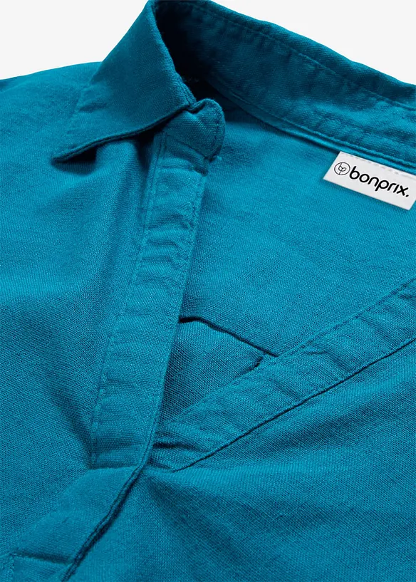 Blus med linne och 3/4-&auml;rmar, bonprix