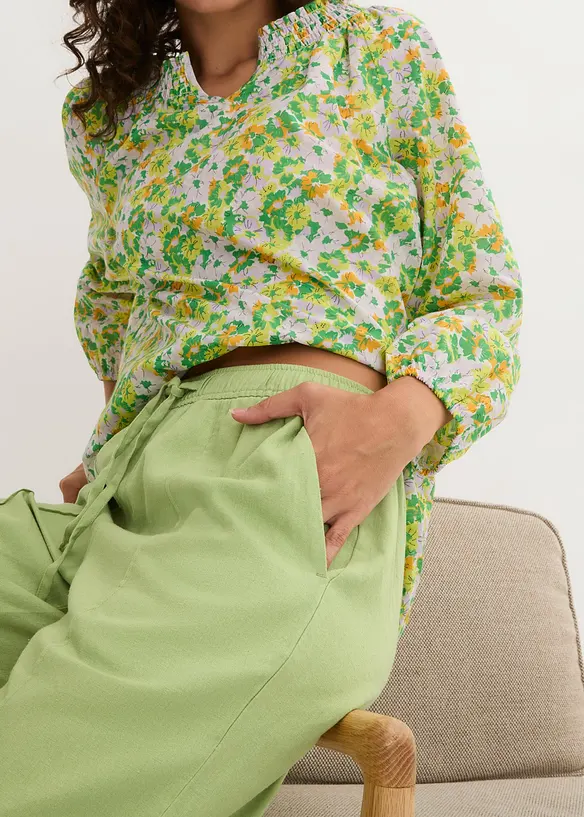 Palazzobyxa i tunn linnemix, bonprix