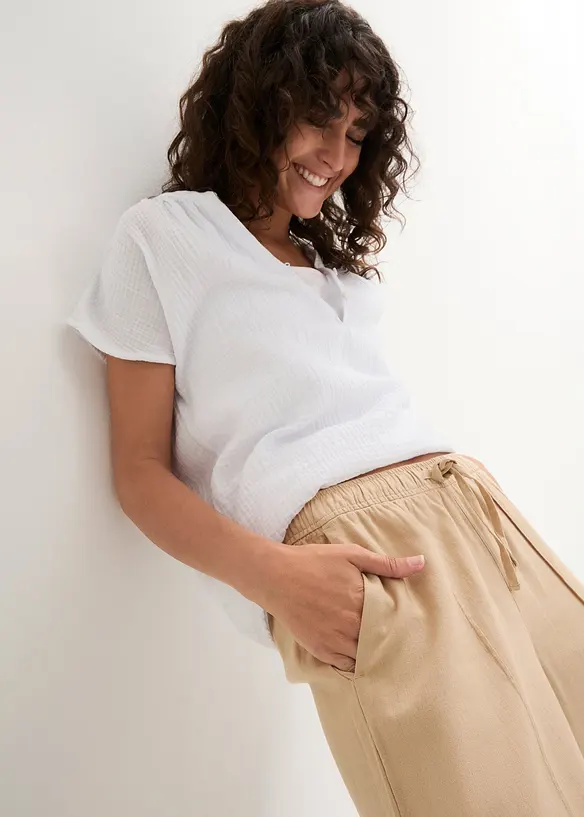 Palazzobyxa i l&auml;tt linnemix, bonprix