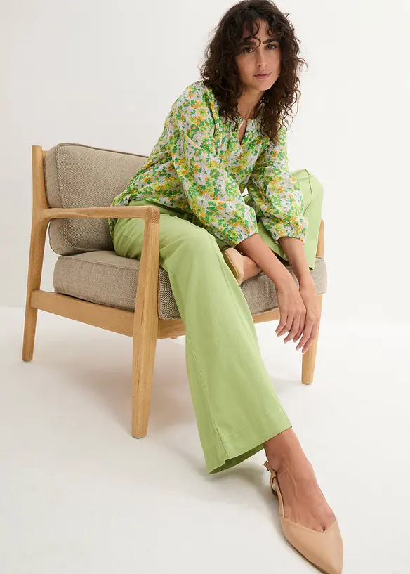 Palazzobyxa i tunn linnemix, bonprix