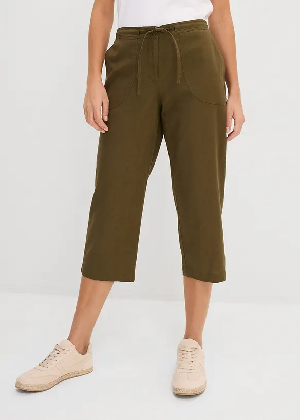 Linnebyxa i 3/4-l&auml;ngd, bonprix