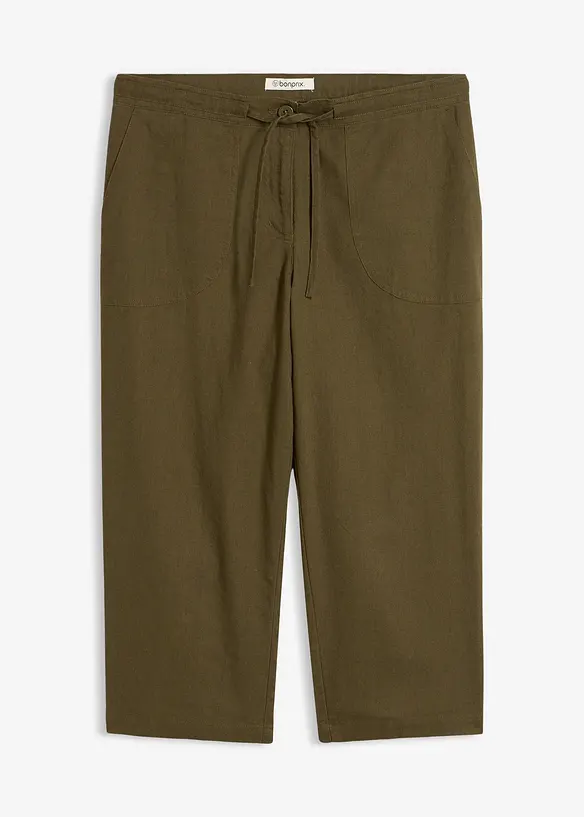 Linnebyxa i 3/4-l&auml;ngd, bonprix